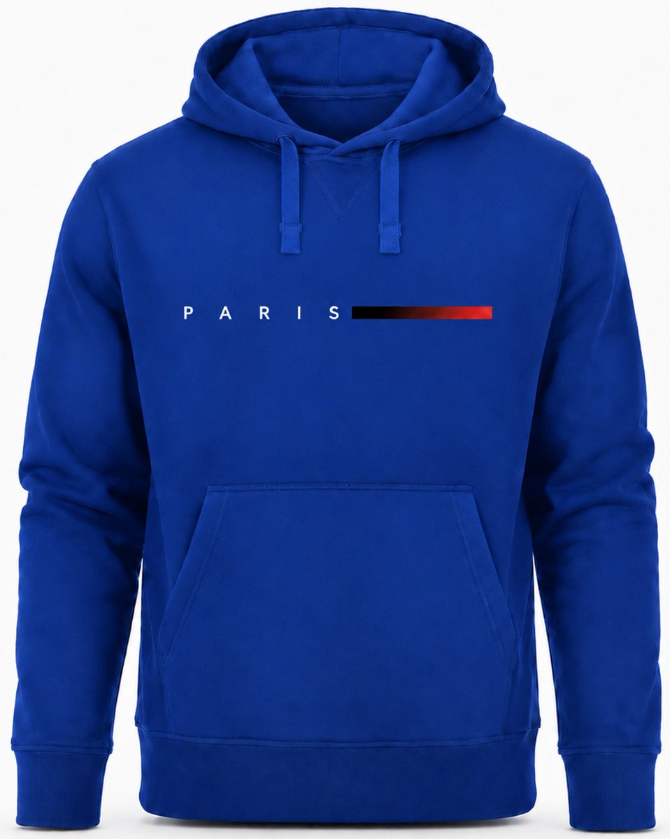 Hoodie Heren - Heren Trui met Capuchon - Blauw - Katoen - Paris Design - Maat 5XL