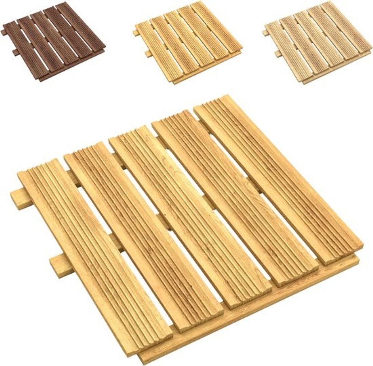 Houten Terrastegels - Balkonvloer Tuintegels - Buiten Leven - Geïmpregneerd Larikshout - 50x50 cm - Natuurlijk