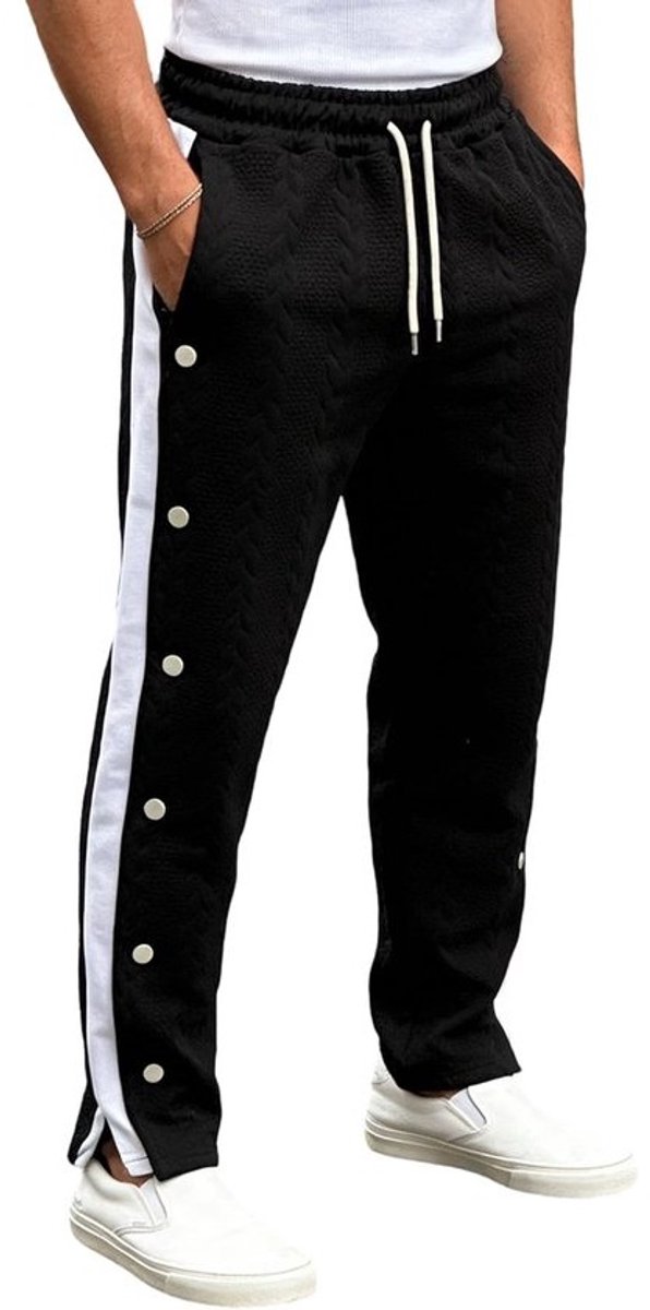 Wijde Joggingbroek Heren - Basketbalbroek Joggers - Casual Sportief - Drukknopen Zijkant - Relaxte Pasvorm