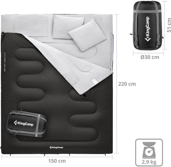 Deken-slaapzak Oxygen 250 D - 2-persoons dubbele slaapzak XL lang -3 °C — afbeelding 5