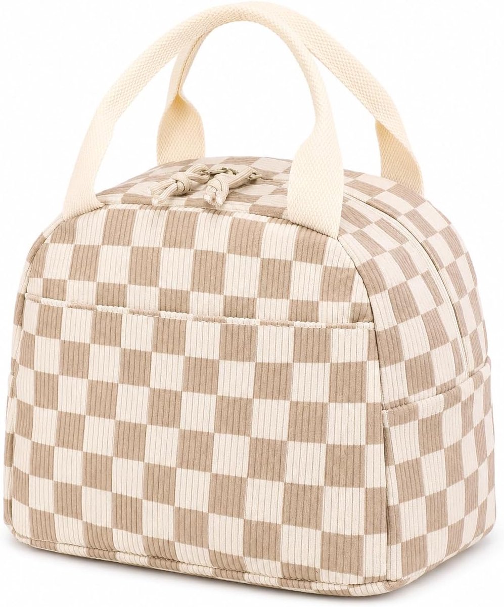 orduroy Lunchtas - Herbruikbare geïsoleerde Lunch Tas - Grote Capaciteit - Thermische Koeltas voor Werk - Picknick en Reizen