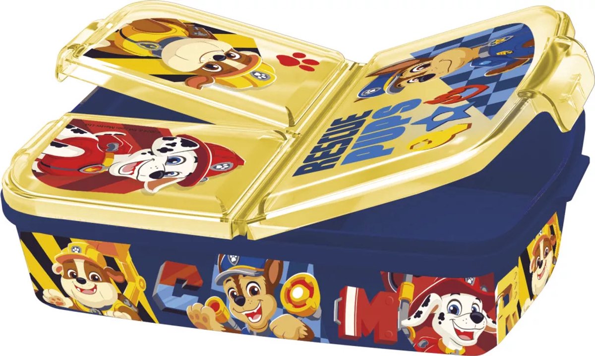 Paw Patrol Broodtrommel 3 Vakken – Lunchbox voor Kinderen – Blauw – BPA-Vrij – 18 x 14 x 6 cm