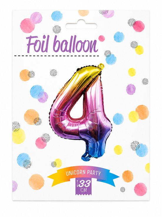 Folie Cijferballon 33 cm - Cijfer 4