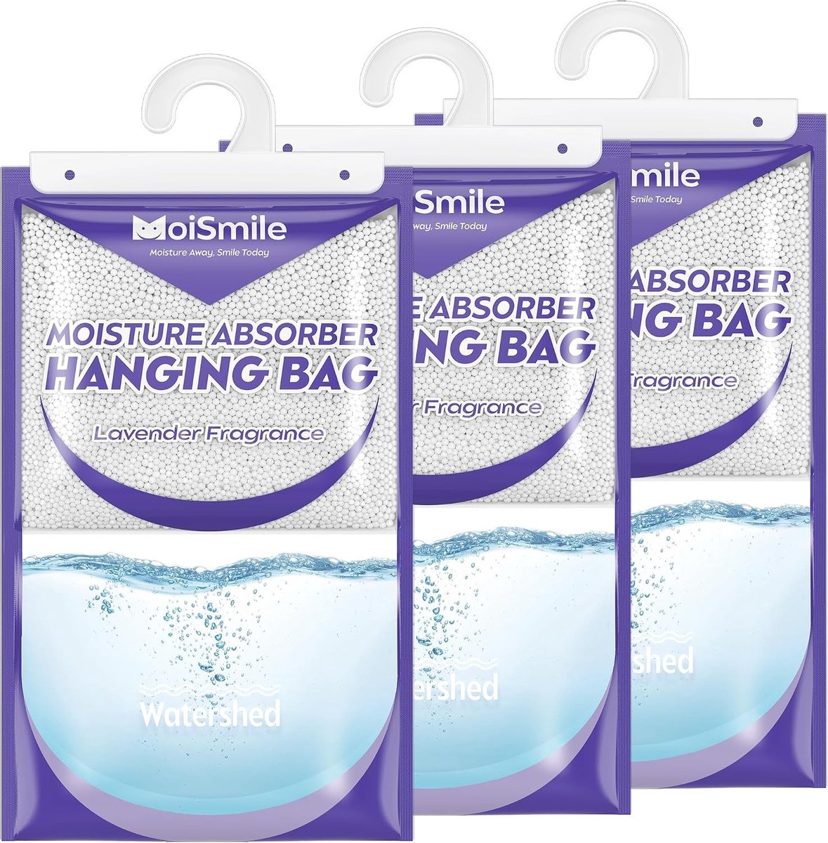 Vochtabsorberende lavendel geur, 500 ml, 3 stuks - Ideaal voor vochtbestrijding, geurverfrisser en schimmelpreventie