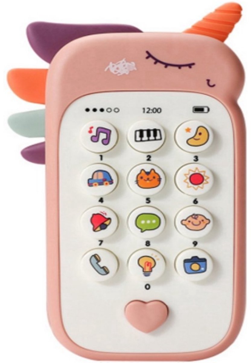 casalora - Eenhoorn telefoon - Baby speelgoed - Baby Telefoon - Educatief Speelgoed - Educatief Babyspeelgoed - Interactief Mobieltje - Baby cadeau - Roze - Vanaf 2 Jaar