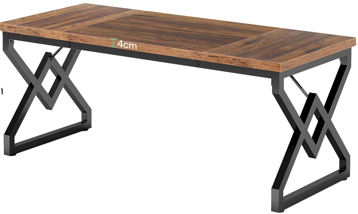 ArtiZo Directie bureau - computertafel - metalen frame - rustiek - houten mdf blad 4 cm dik - 160 x 70 x 75 cm