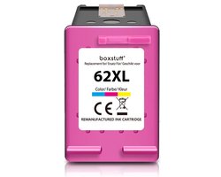 Boxstuff Inkt geschikt voor 62 XL Kleur - (C2P07AE) Compatibel met HP 62 / 62XL - Inkt Cartridge voor HP Envy 5640 / 5644 / 7640 / 7644 OfficeJet 5740 / 5742 / 200 / 250 - Hoge Capaciteit Kleur