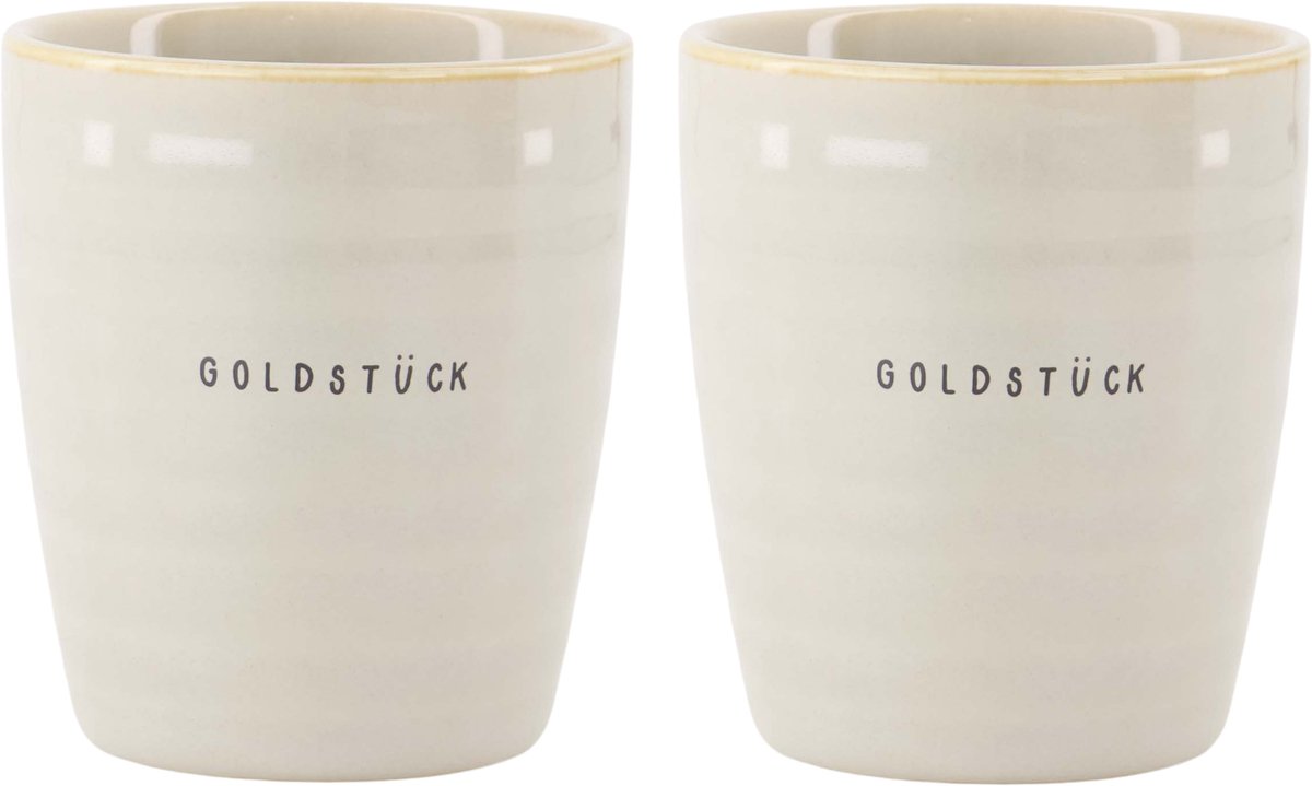 Zusss Set Van 2 Koffiemokken Goldstuck - Keramieken Mokken - Sand - 225Ml Keramiek Sand