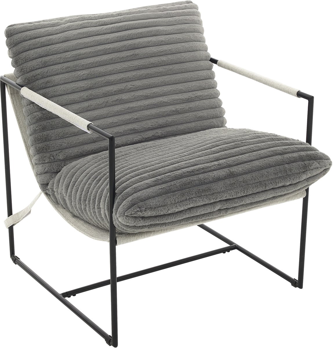 Triumpunpre - Accent Fauteuil Met Metalen Frame - Hoge‑Veerkrachtig Schuim - Afneembare Wasbare Hoes - Stoffen Leesfauteuil Voor Woonkamer Slaapkamer En Kantoor - Ribfluweel | Donkergrijs