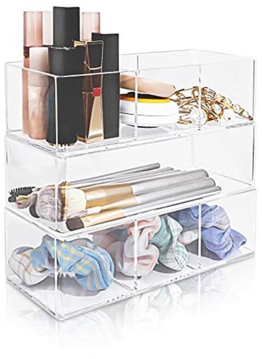 Cosmetische Organizerset met Schuifladen en 7 Vakken - Stijlvolle Make-up en Accessoire Opbergdozen