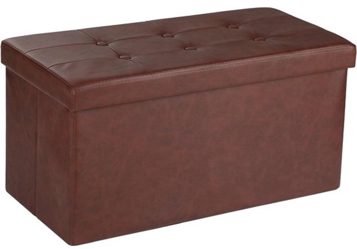 Opvouwbare Zitbank met Opbergruimte - Beklede Kruk en Voetenbank (76 x 38 x 38 cm)