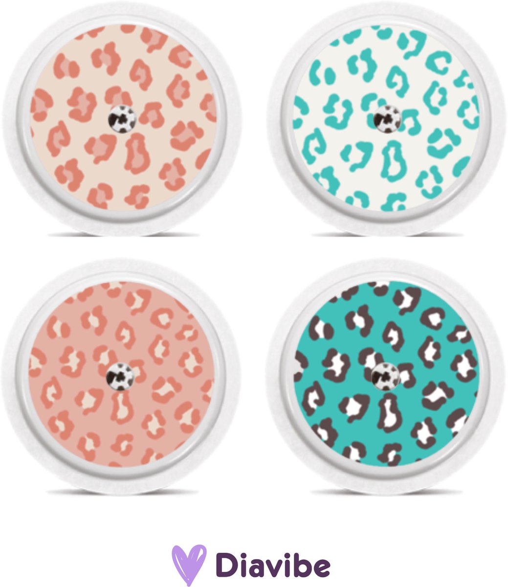 Freestyle Libre 2 Sensor Stickers Pastel Luipaard - Freestyle Libre stickers - set van 4 - FSL - Diabetes accessoires - Diavibe