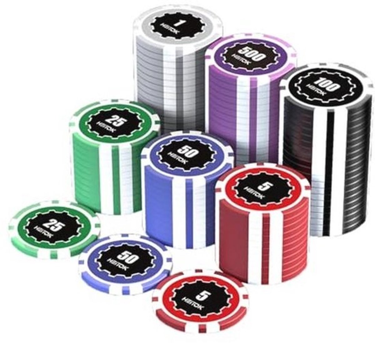 Pokerset met 100 pokerchips in kartonnen doos voor casinospellen