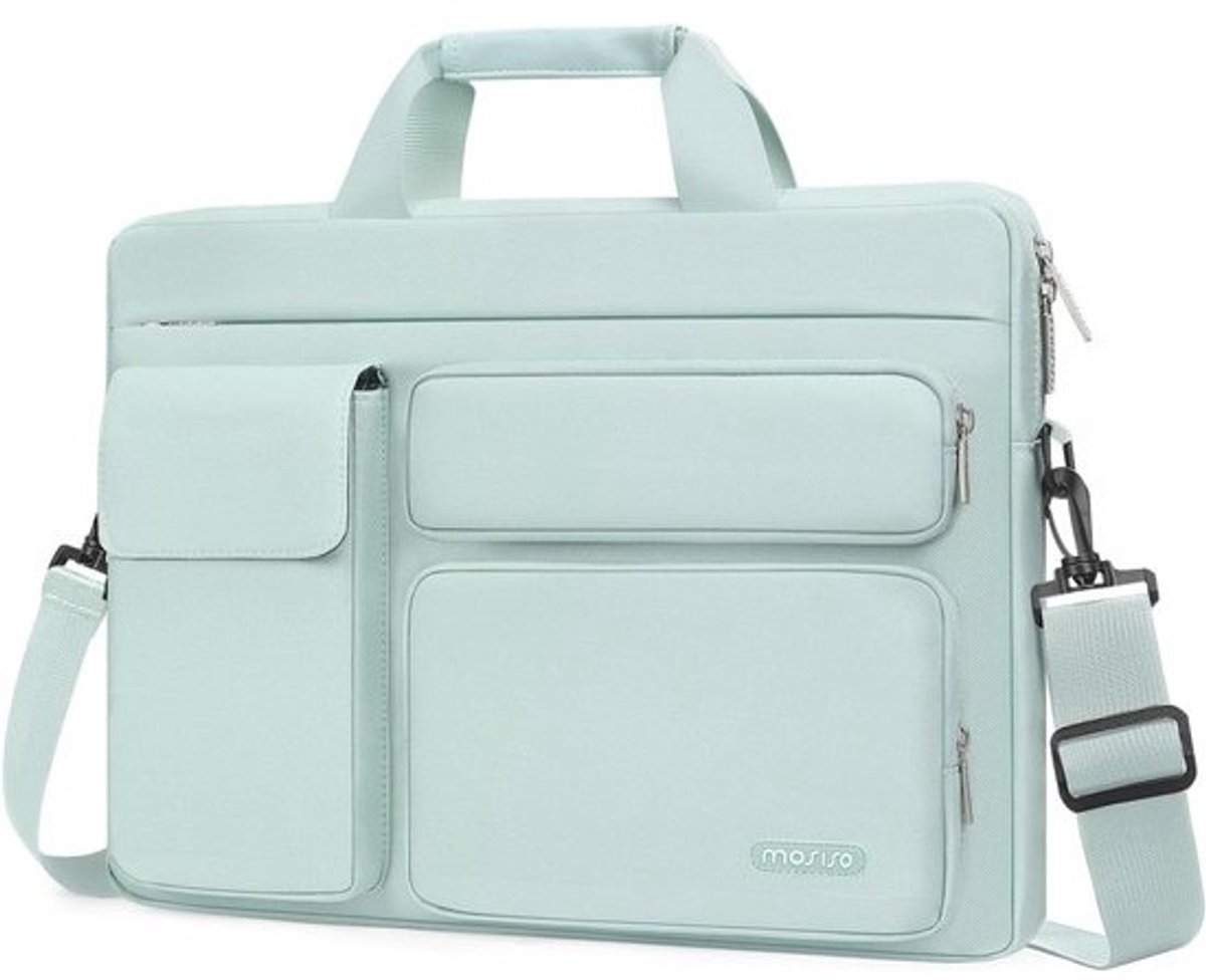 Laptop Schouder Tas met Verhoogde en Flapover Pocket en Handvat