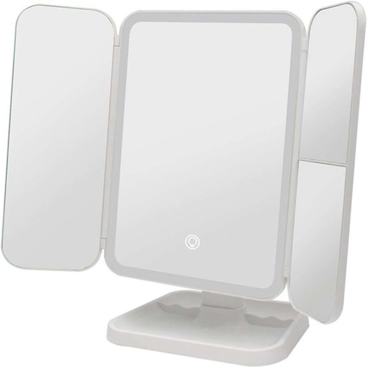 Opvouwbare LED Make-upspiegel met Drievoudige Vergroting en Instelbare Verlichting