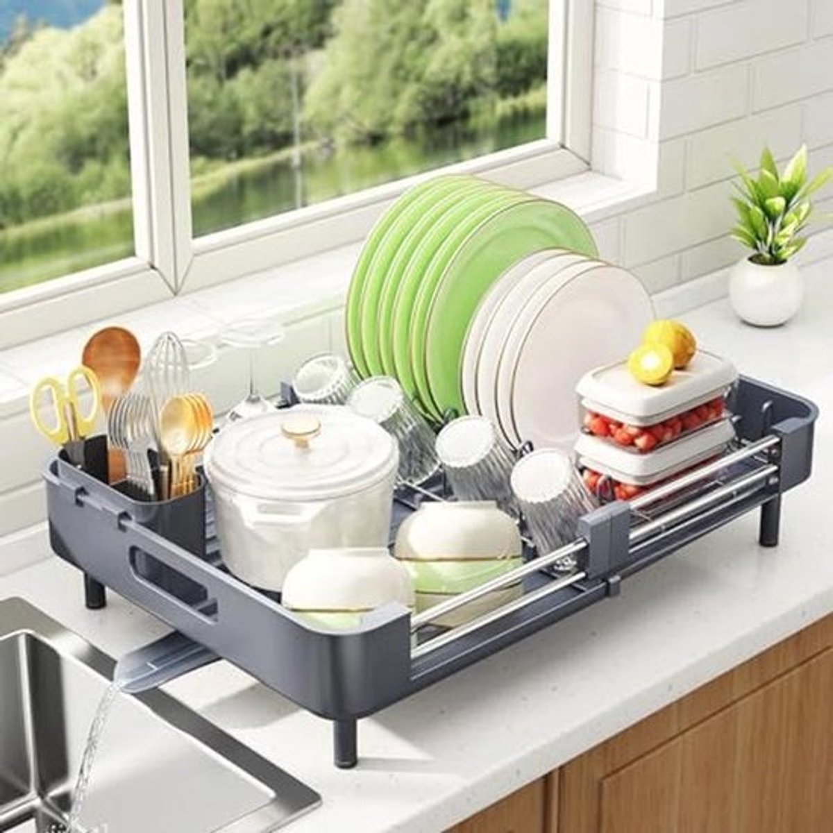 Afdruiprek voor Keuken - Uitbreidbaar Droogrek (33,5 - 50 cm) van Roestvrij staal