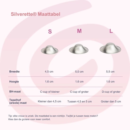Silverette - zilveren tepelkapjes - maat XL - 925 Zilver - tepelbescherming - nursing cups van Silverette® — afbeelding 5