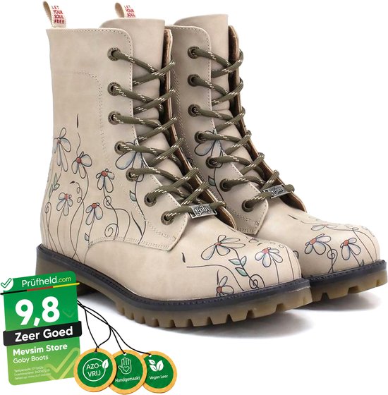 GOBY Lovely Daisies Laarzen – Damesboots – Handgemaakt – Premium Kwaliteit – Maat 36