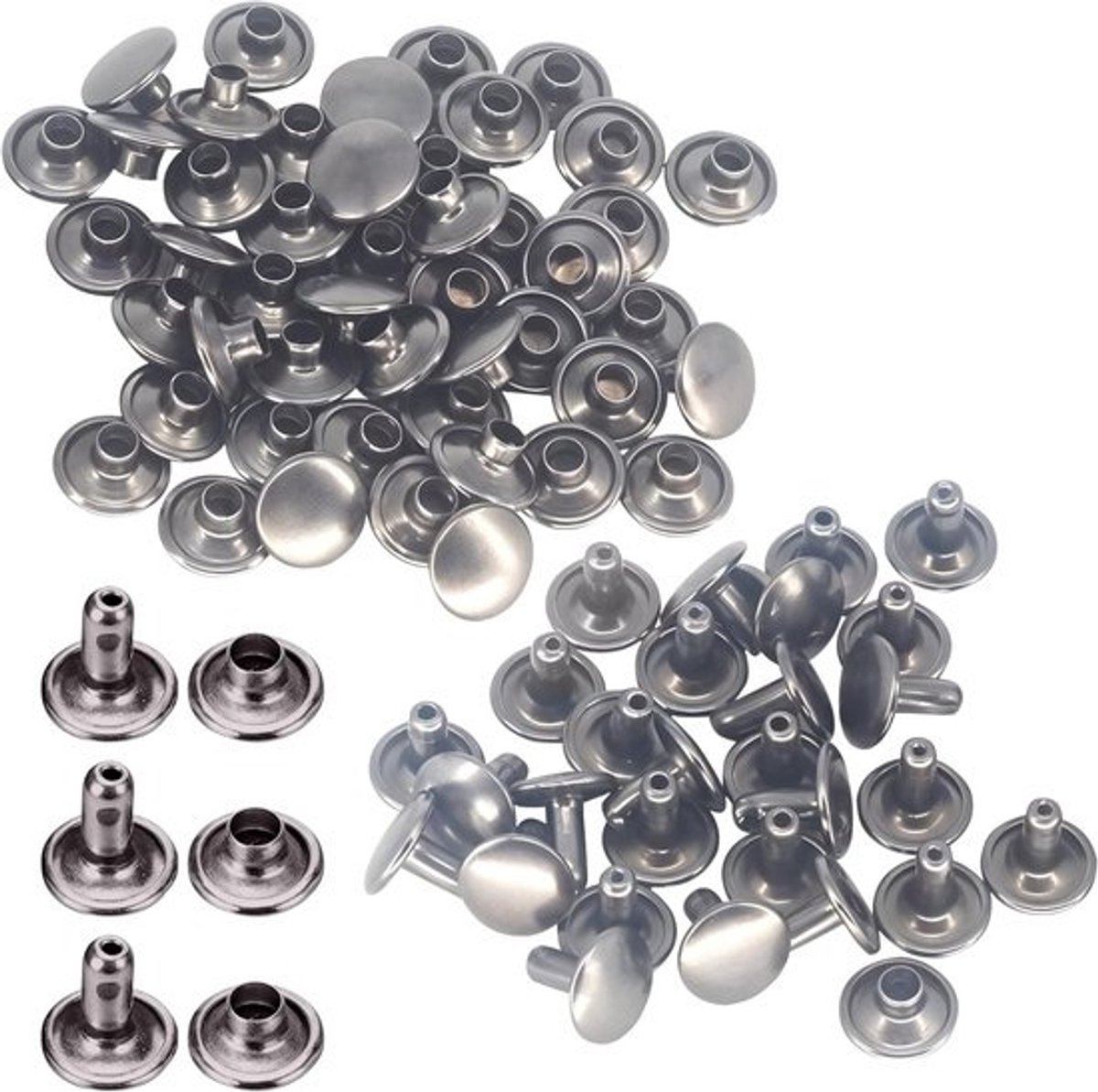 Dubbele Klinknagels - Metalen Bevestigers - Leer Bewerken - Dubbelzijdig Afgewerkt - 8 mm - Gunmetal Zwart