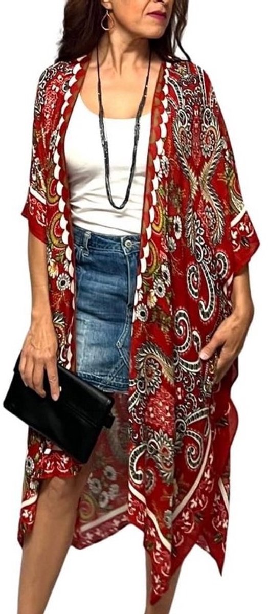 Lange Kimono Cardigan Dames - Luchtige Strandjurk & Zomerjasje met Print