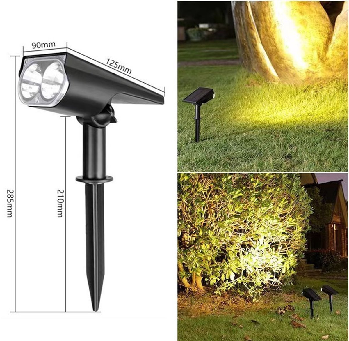 2 stuks decoratieve zonne-energie lampen, geschikt voor hekken - waterdichte zonne-energie LED buitenverlichting, warm wit licht - geschikt voor muren, terrassen, tuinen, hekken, garages, zwembaden - eenvoudige installatie