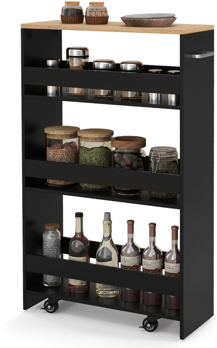 SureDeal® - Keukentrolley - Nissenwagen Breed Verdiepingen - 47,5x20x80,5 cm - Donkerbruin