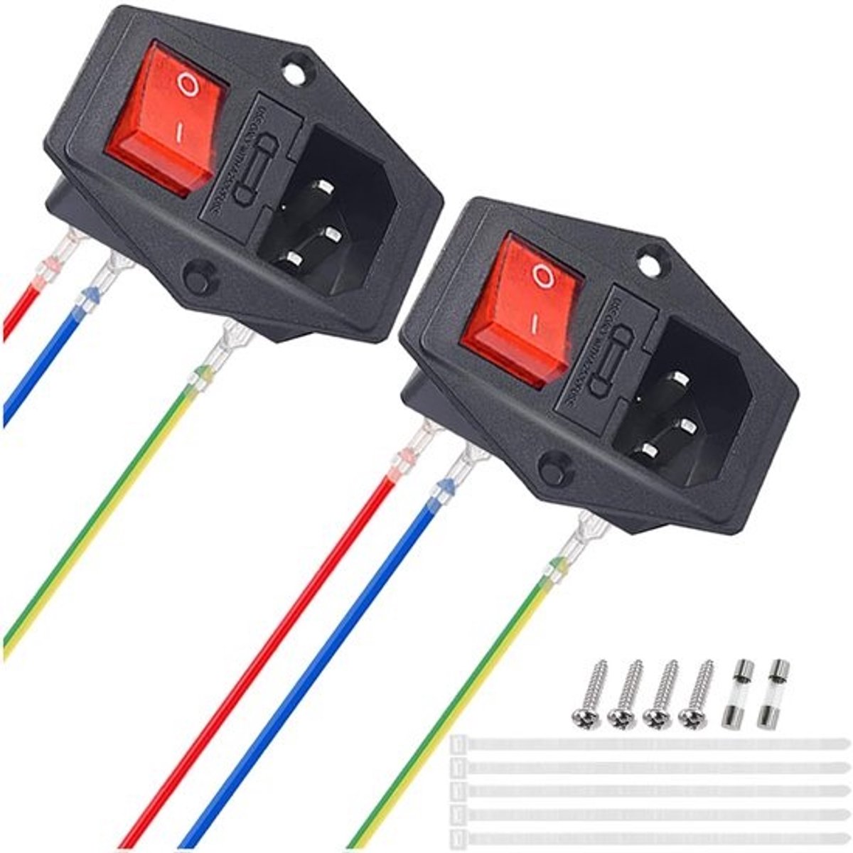 Stopcontact met Schakelaar - Netfilter Module - Apparatuur Aansluiten - Ingebouwde Zekering - IEC C14 3-polig - Zwart