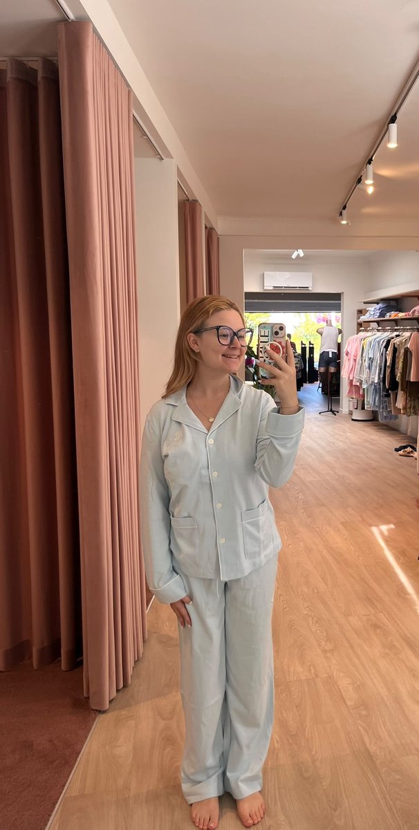 Ralph Lauren, pyjama, flanel, lichtblauw, M