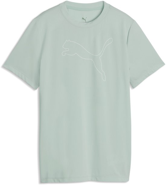 Lichtgroen T-shirt van PUMA met een wit PUMA Cat logo op de voorkant.