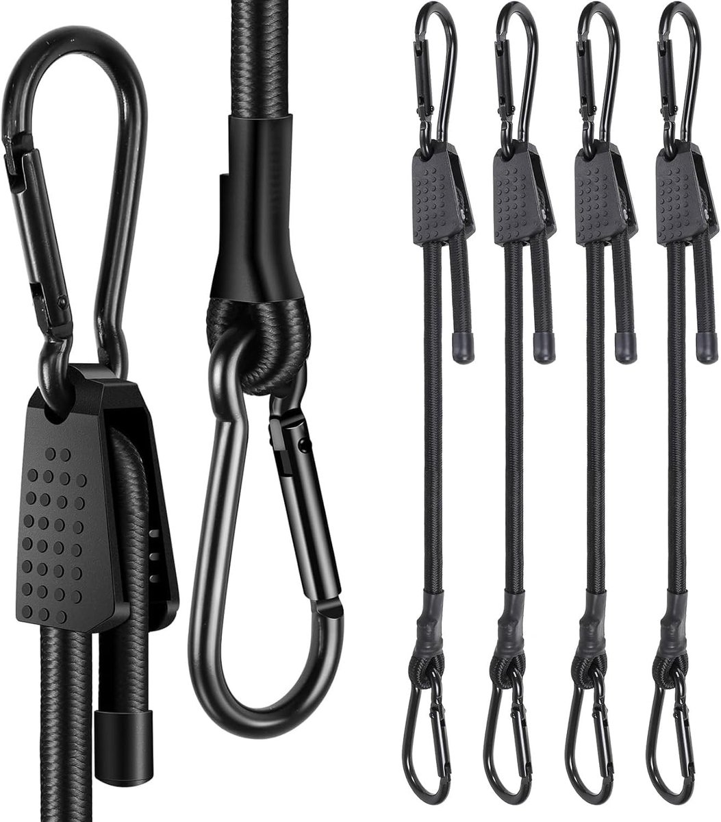 Verstelbare 100 cm sterke elastische spanbanden met haken voor zonneschermen, tuinwerkzaamheden en kamperen - 4 stuks
