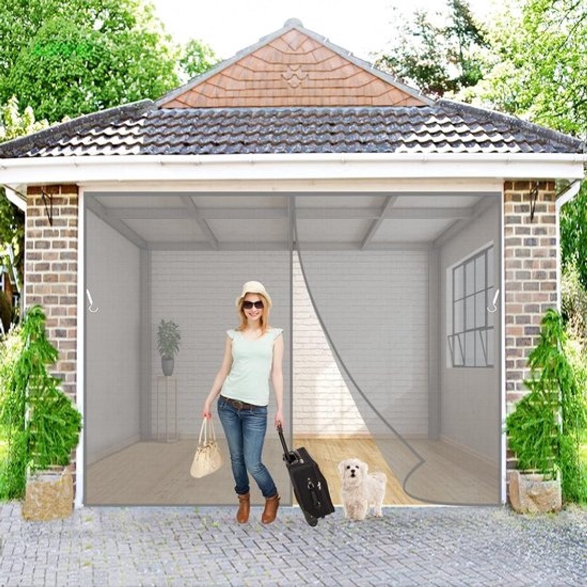 Magnetische hor - Insectendeur gordijn - Frisse lucht binnen - Zelfklevende montage - 185x225 cm - Grijs
