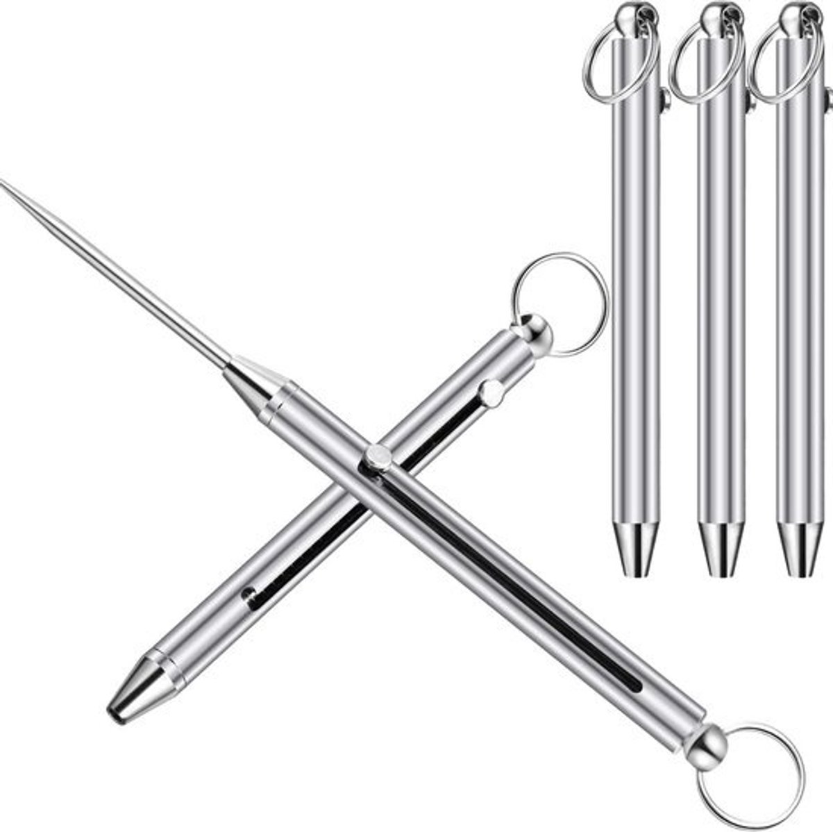 Titanium Tandenstokers - Herbruikbare Stokers - Mondhygiëne - Telescopisch Ontwerp - 3 Stuks - Zilver