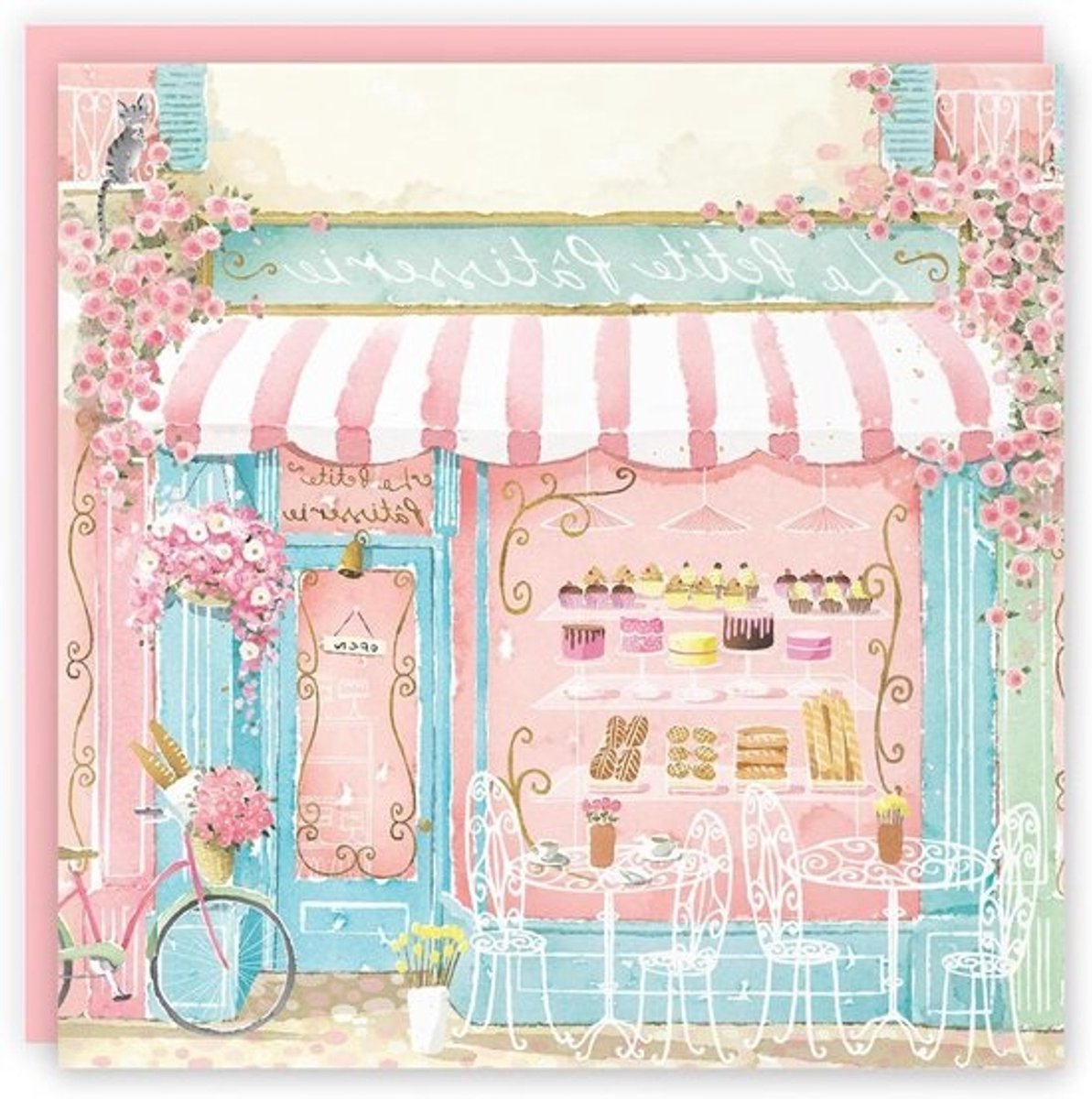 Wenskaart - Kaart Groet - Speciale Wensen - Frans Bakkerij Ontwerp - 148 x 148 mm - Roze