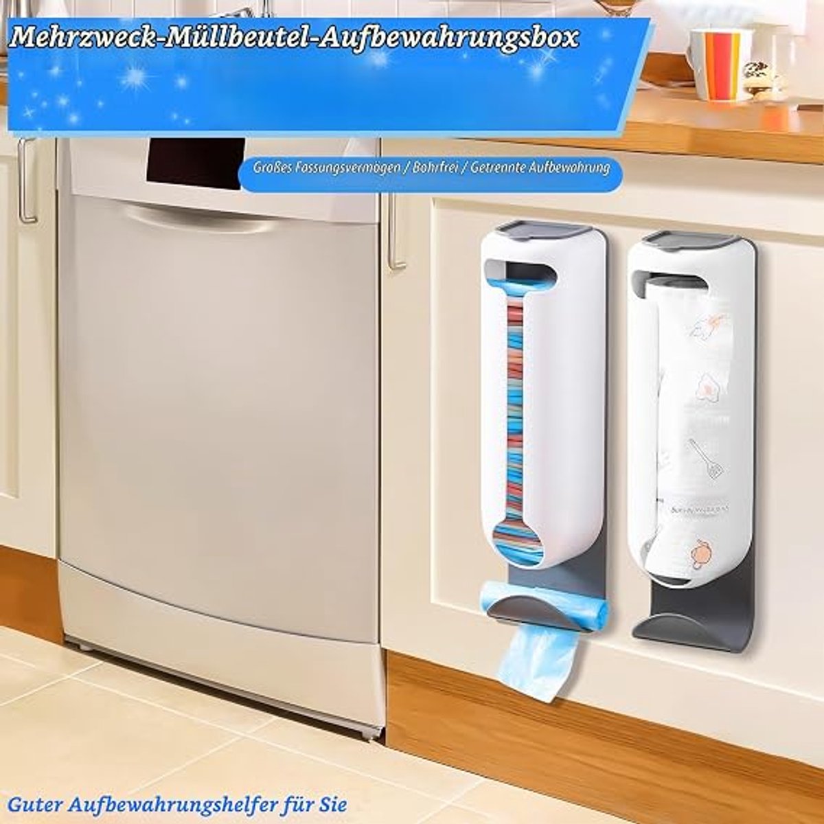 Plastic Zakken Dispenser Wandmontage - Zelfklevende Zakkenhouder - Organizer voor Boodschappentassen en Voedselzakjes - Zonder Boren