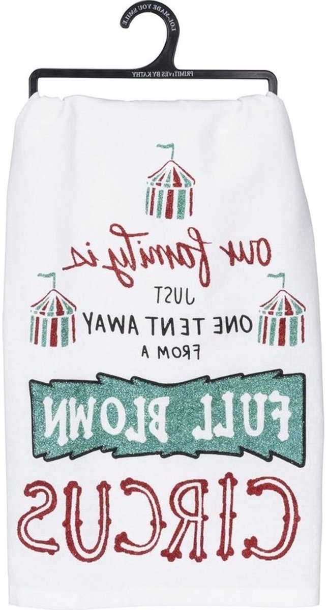 Theedoek - Keukendoek Vaatdoek - Keuken Schoonmaken - Glitter Opdruk - Eén Maat - Wit