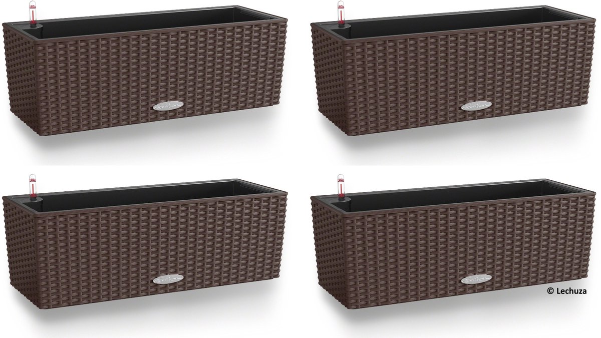 LECHUZA Bloembak BALCONERA Cottage 50 mokka - set van 4