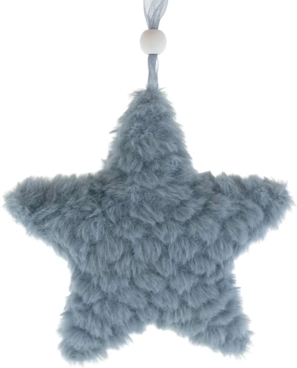 Kaemingk kersthanger ster grijs Ø 12 cm - polyester pluche