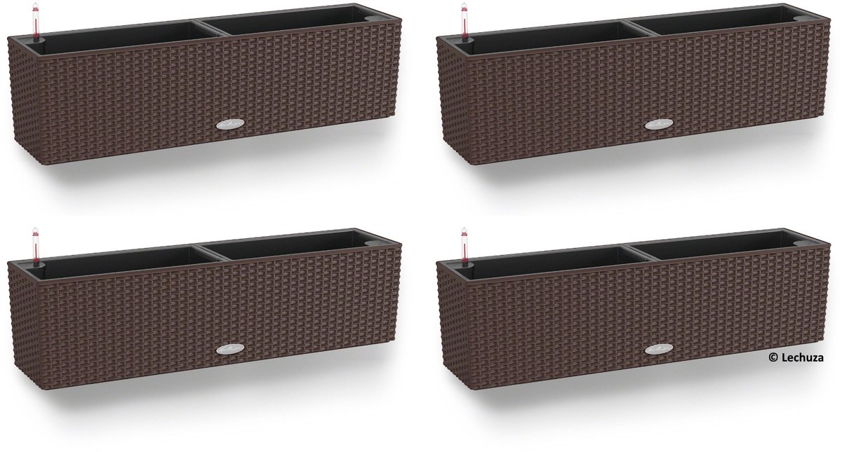 LECHUZA Bloembak BALCONERA Cottage 80 mokka - set van 4