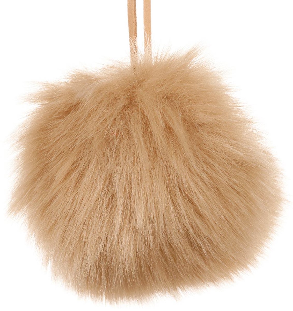 Kaemingk Kerstbal pluche zandkleurig bruin Ø 8 cm