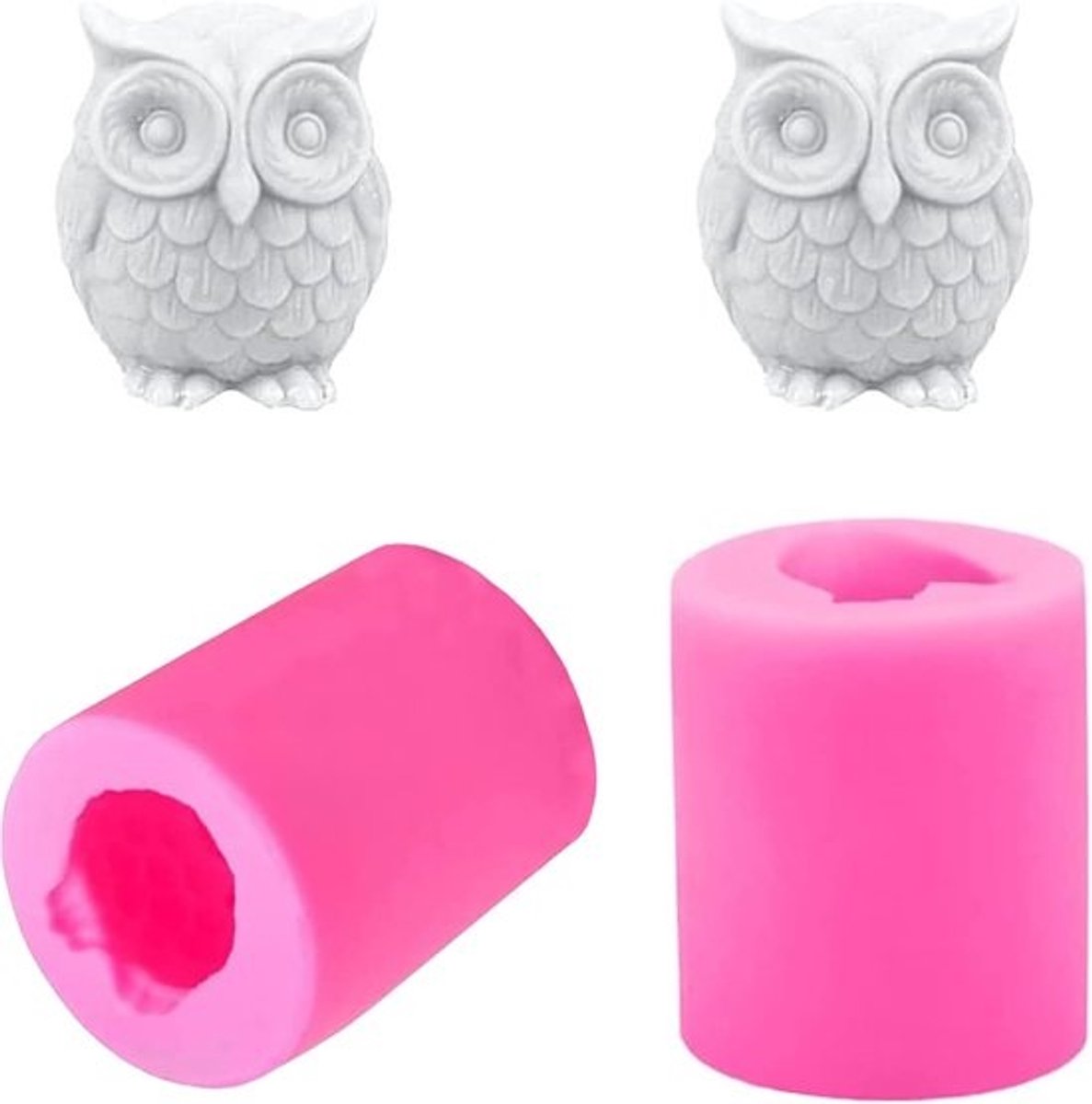Uil Vorm Mal - Dier Mal - Handgemaakt Knutselen - Flexibel Siliconen Materiaal - 5x5x5.3cm - Roze