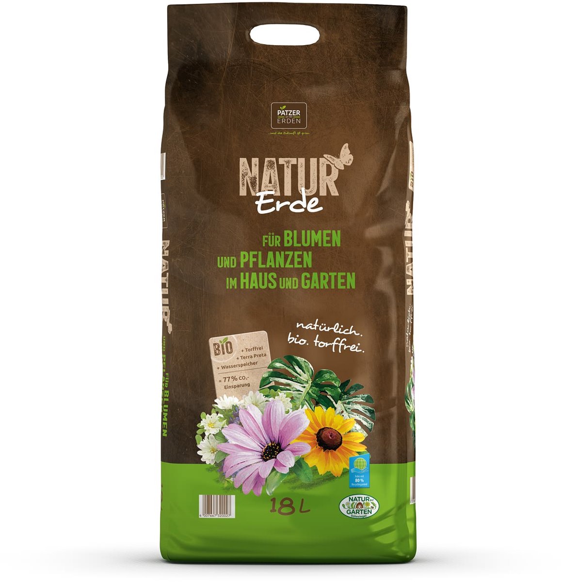 PATZER NATUR Aarde BIO Bloemen & Planten Huis & Tuin Turfvrij 18 liter