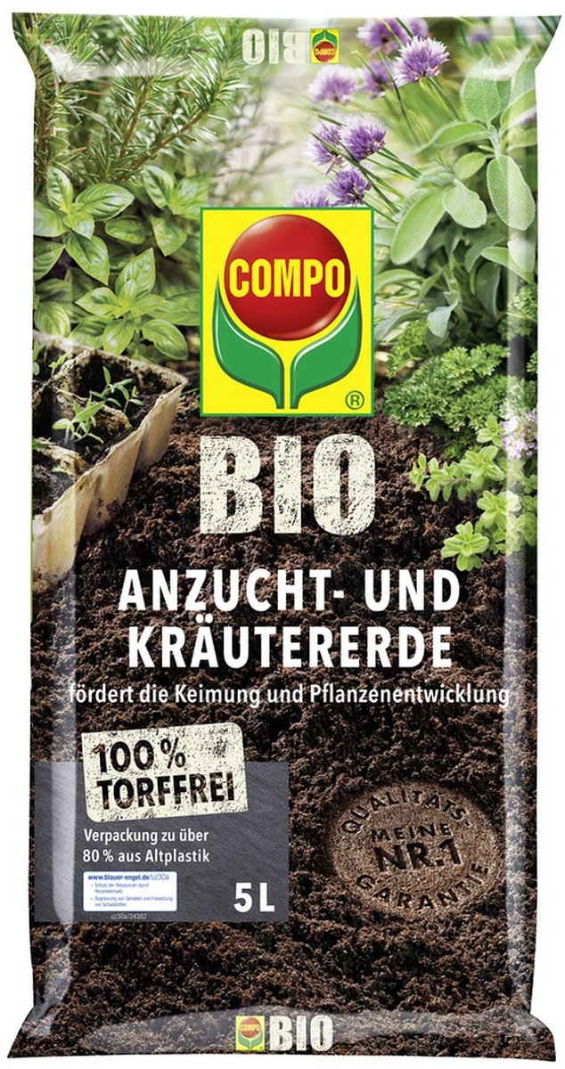 COMPO Bio Kweek- en Kruidengrond Veenvrij - 5 Liter