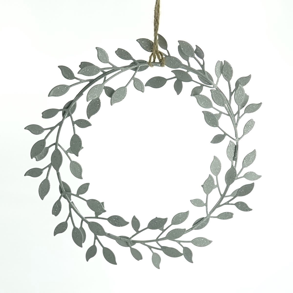 Gasper Kerstkrans met Blaadjes Zilverkleurig Ø 19 cm - Metaal