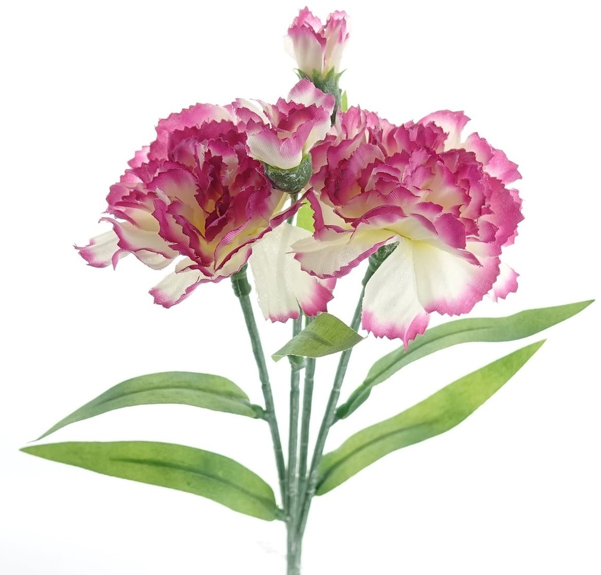 DPI Mini-anjers Fuchsia & Creme 40 cm per 2 Stuks - Kunstbloemen