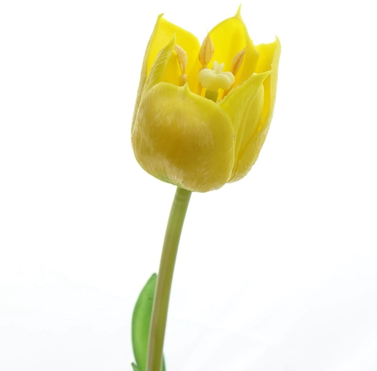 Gasper Tulp Geel met Twee Bladeren 46 cm - Kunstbloemen