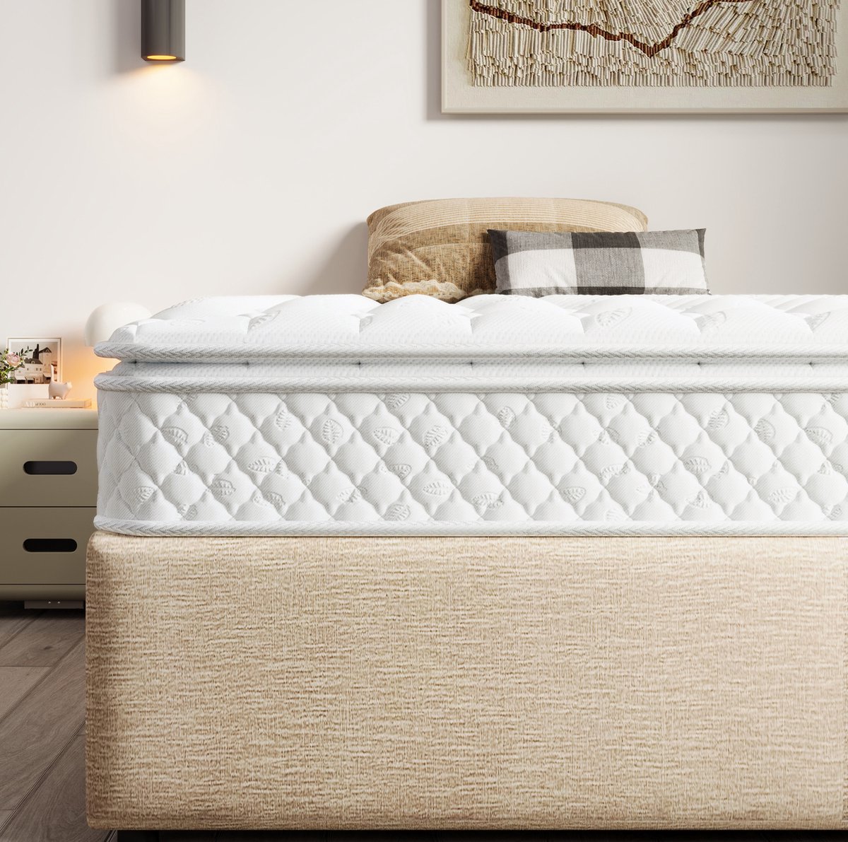 Wishdor Pocketveringmatras - 7 zones en H3 - Koudschuim en pocketveren - Ventilerend en veerkrachtig - Slaapkamer - Polyester - Wit - 140 x 200 x 25 cm