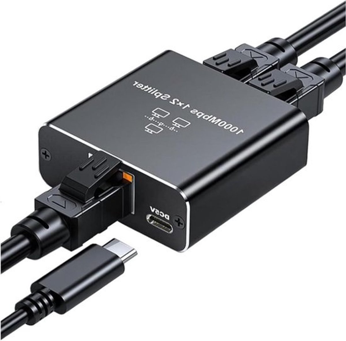 Ethernet Splitter - LAN Verdeler - Netwerk Uitbreiden - 1000 Mbps Snelheid - 1 naar 2 Poorten - Zwart