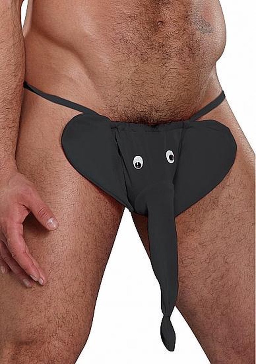 Ulanax - Zwarte Olifanten string - Olifant ondergoed heren onesize - Piemel verstopper - verkleedspel -
