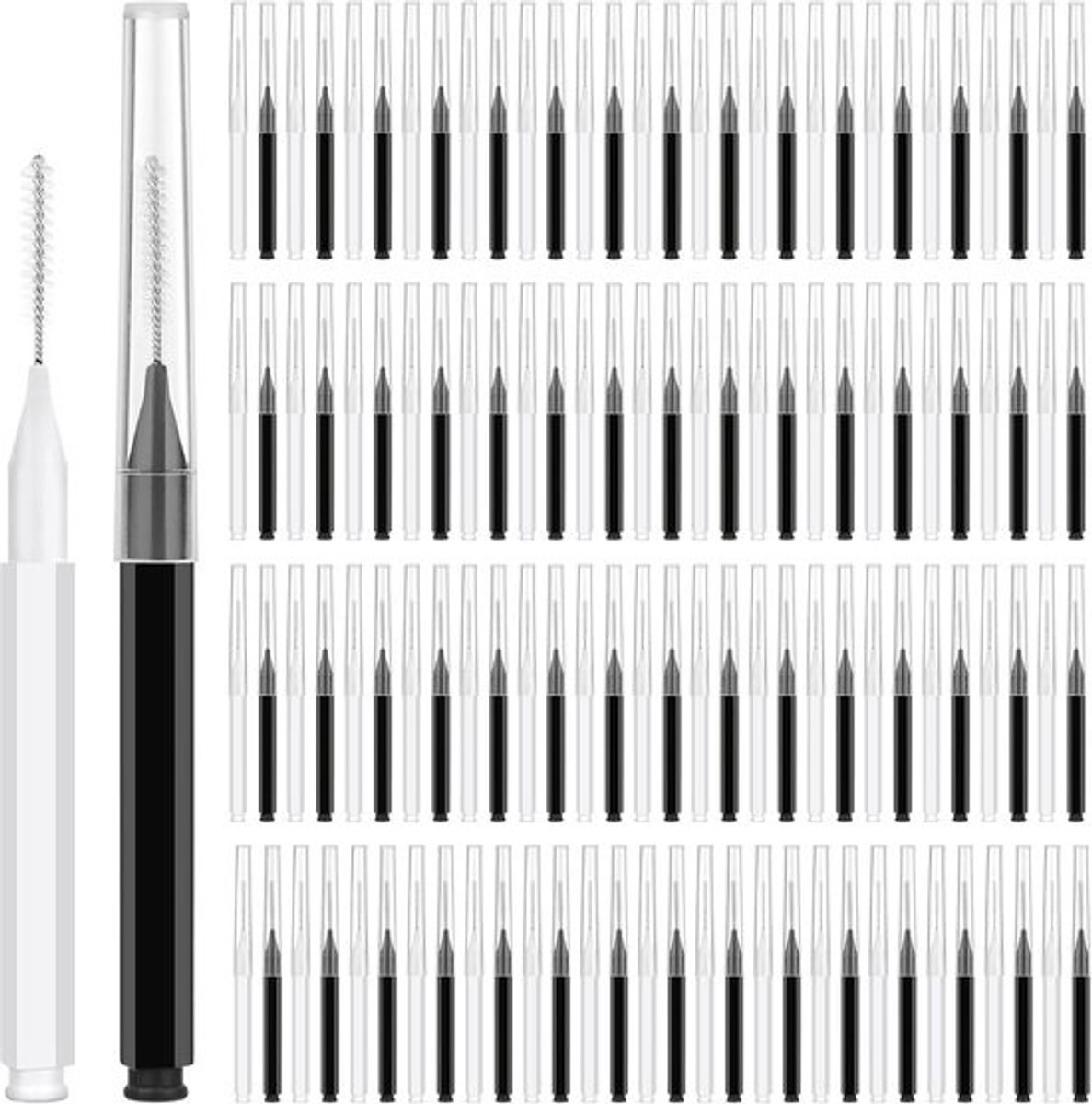 Wenkbrauwborstels - Kammetjes Spoolies - Make-up Aanbrengen - Met Beschermdop - 120 Stuks - Zwart Wit