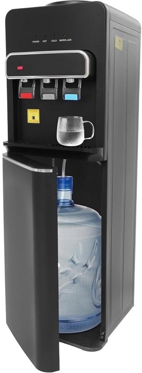 Waterdispenser met Bodemlader - Drankkoeler - Direct Water Tappen - Drie Temperatuur Uitgangen - 5 Gallon Flessen - Zwart
